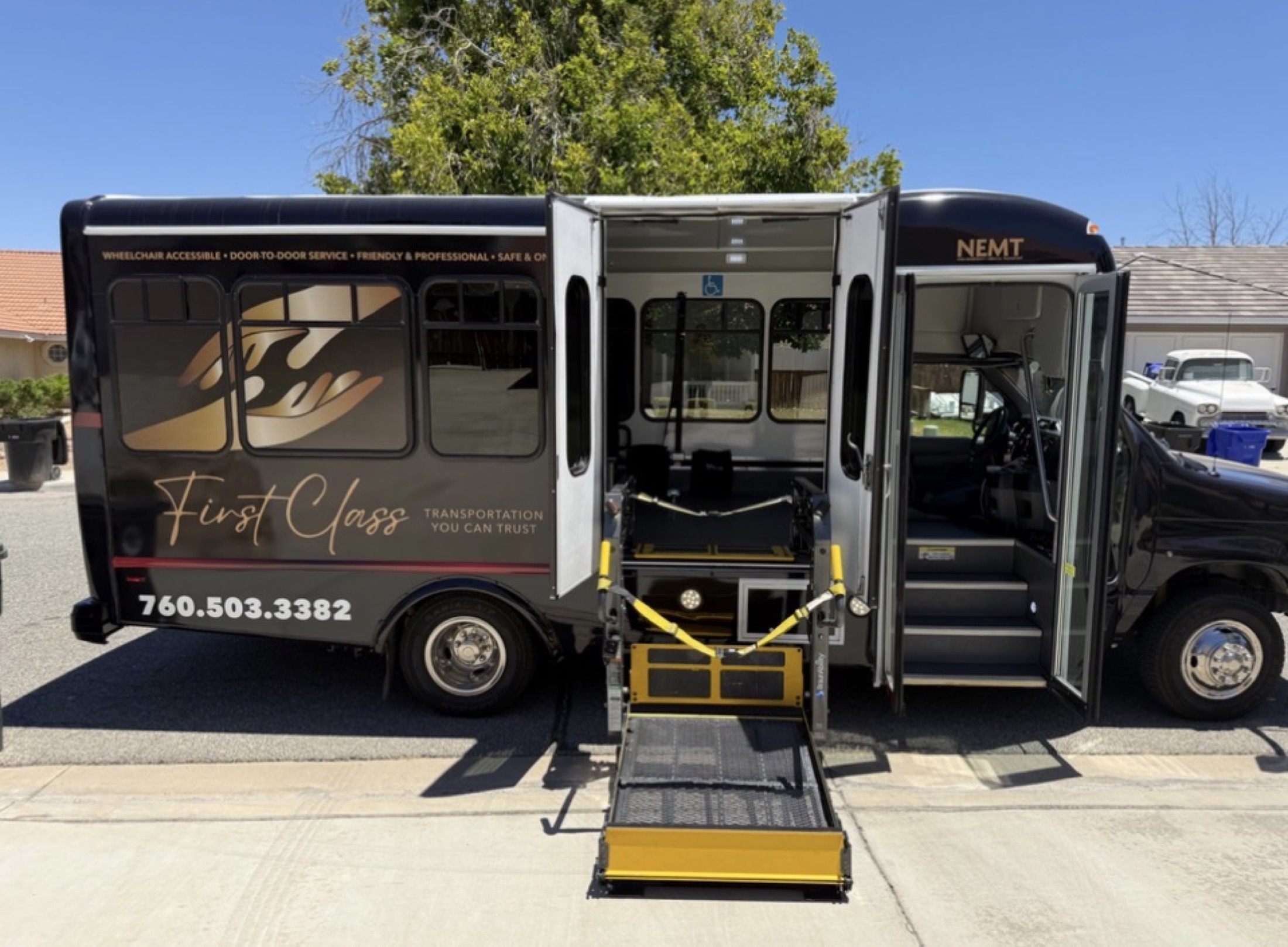 First Class Transportation wheelchair ramp deployed